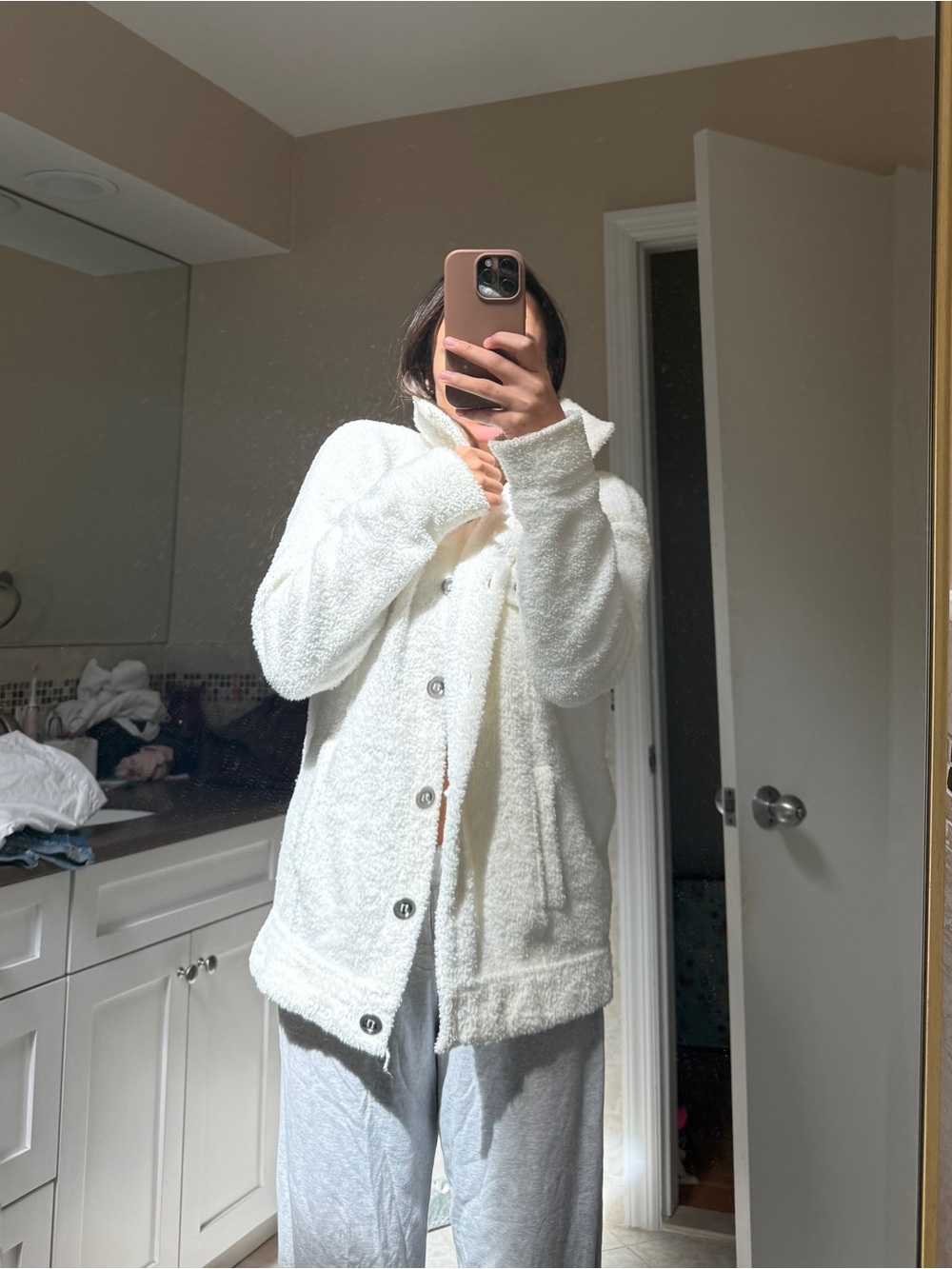 White fleece Sherpa jacket